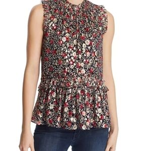 Kate Spade NY Park Clip Floral Sleeveless Top - Black and Red